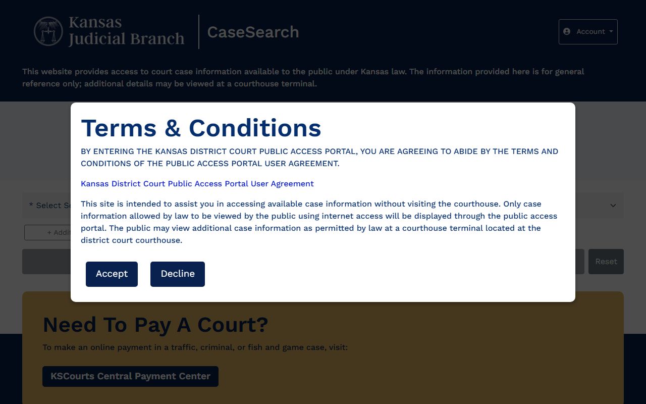 Rooks County Court records Kansas Case Search portal