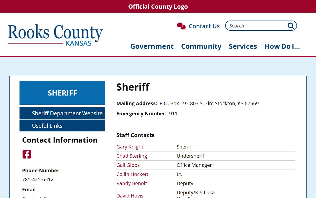 Rooks County Court records sheriff and jail contact