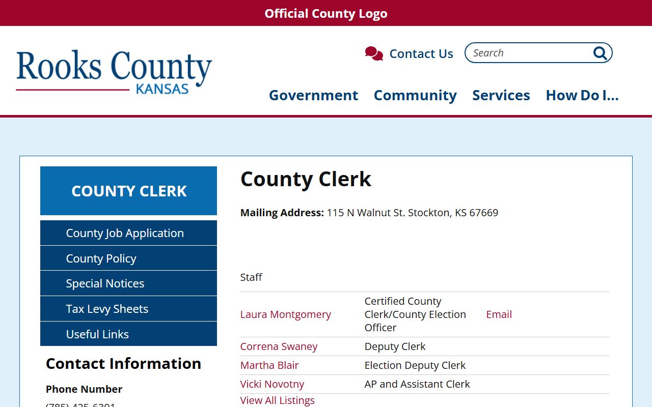 Rooks County Court records County Clerk administrative records source