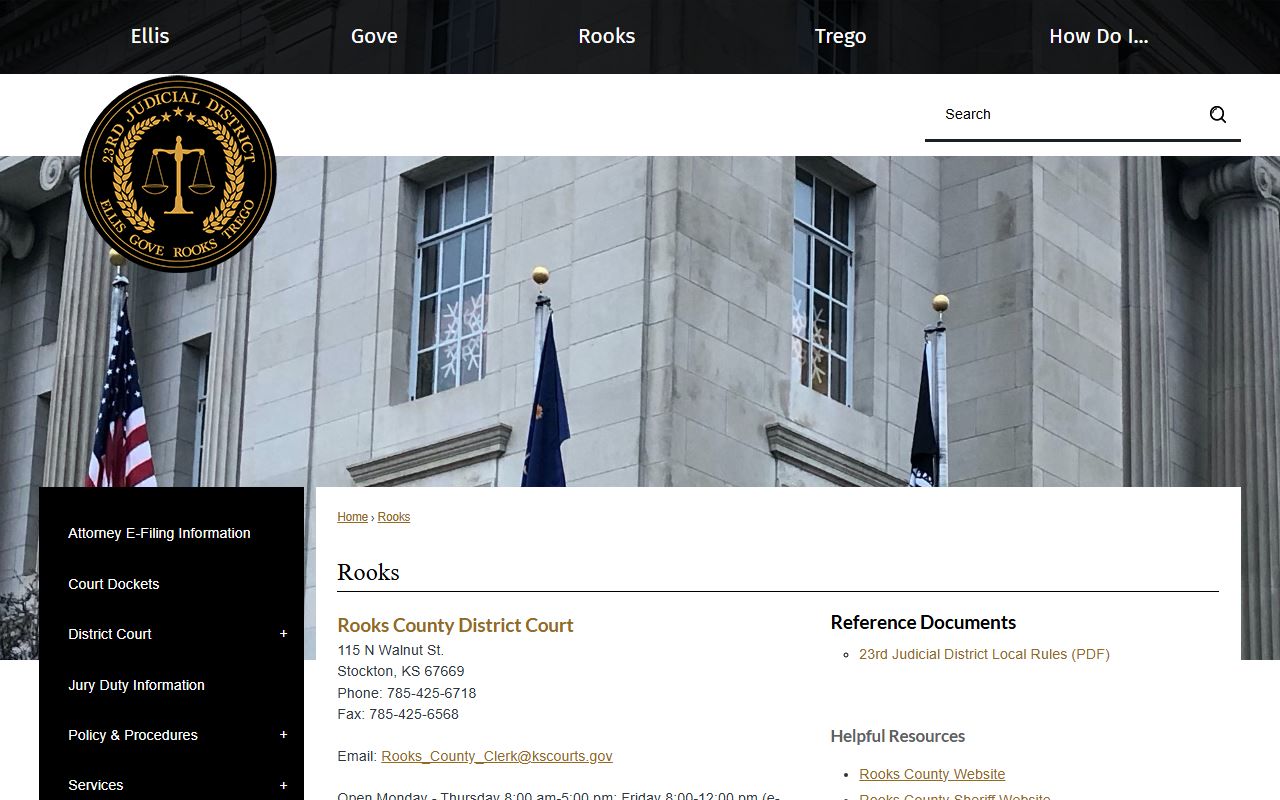 Rooks County Court records District Court official page