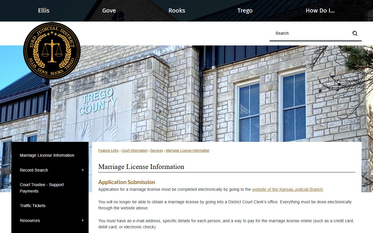 Rooks County marriage records license information from the 23rd Judicial District