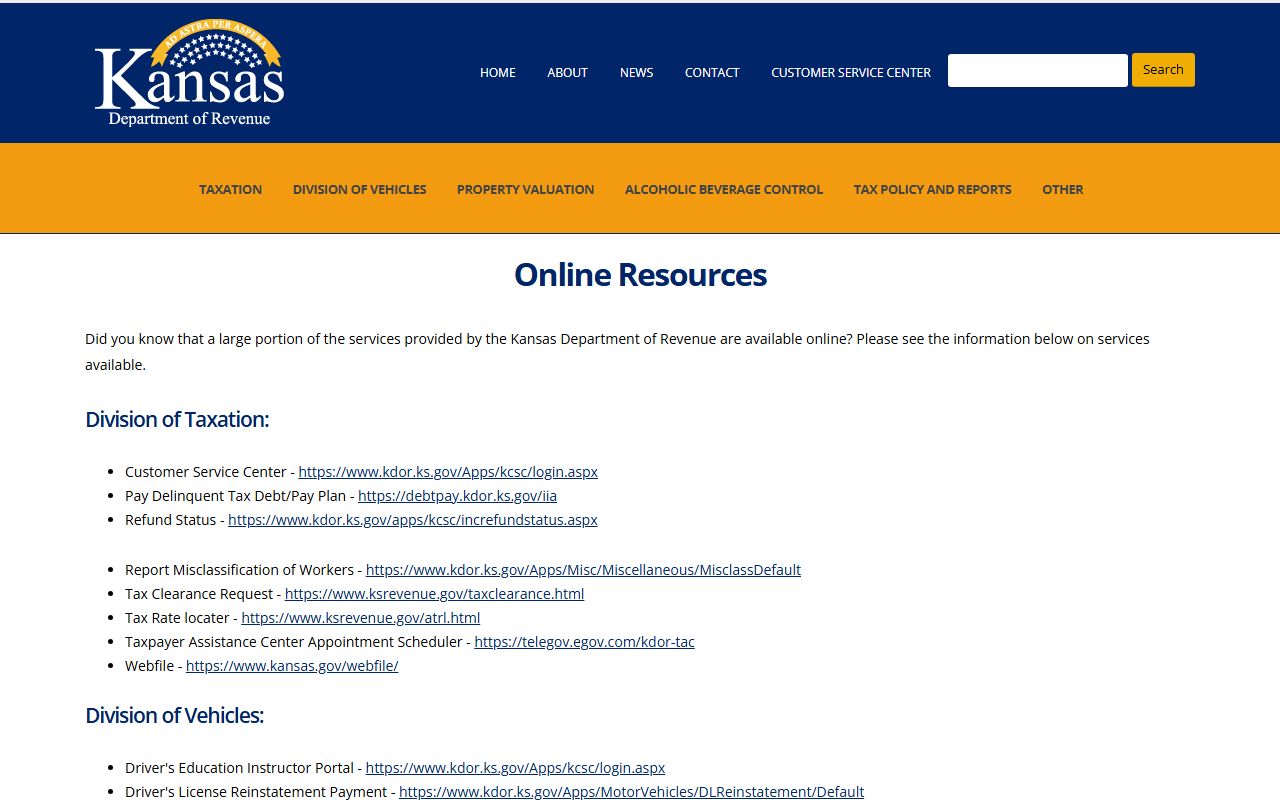 Rooks County traffic court records Kansas Department of Revenue online services