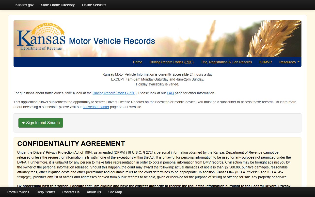 Rooks County traffic court records Kansas motor vehicle records subscriber portal
